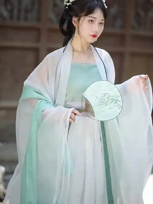 春款汉服女款古装对襟大袖衫超仙齐腰裙长干寺汉元素改良夏季女装