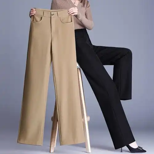 筒裤秋冬厚款女裤南韩丝垂顺坠感显简约商务休闲裤