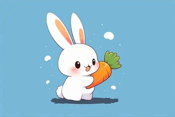 可爱小白兔和胡萝卜卡通ai插画兔子小动物