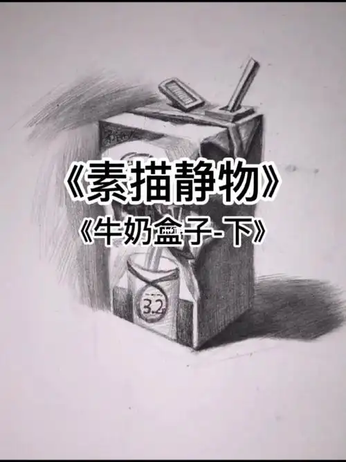 素描静物牛奶盒子下