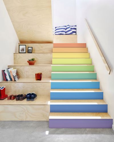 修 自粘楼梯贴纸台阶艺术彩虹墙贴防水防潮幼儿园翻新贴纸培训装 - 我