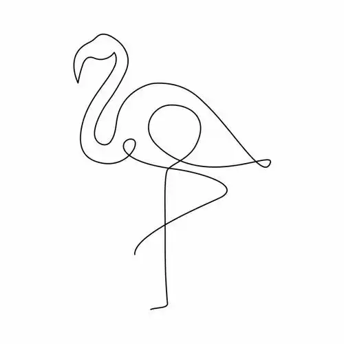 一根线条火烈鸟手绘插画简笔画138734png图片素材