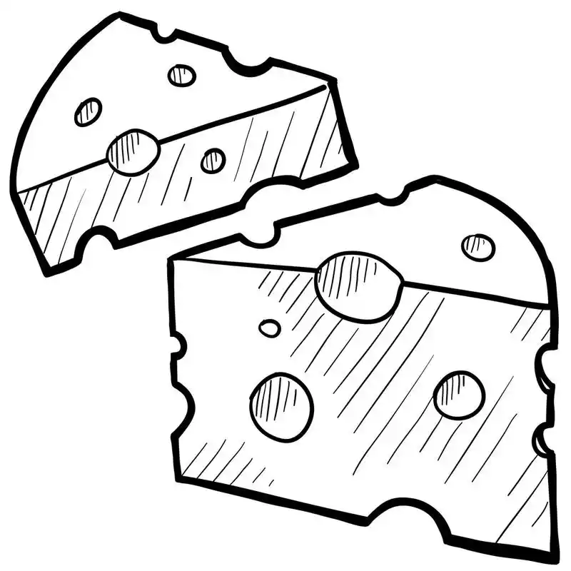 瑞士奶酪素描,doodle style fresh cheese illustration in vector