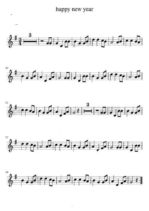 新年好_happy new year_小提琴乐谱谱子