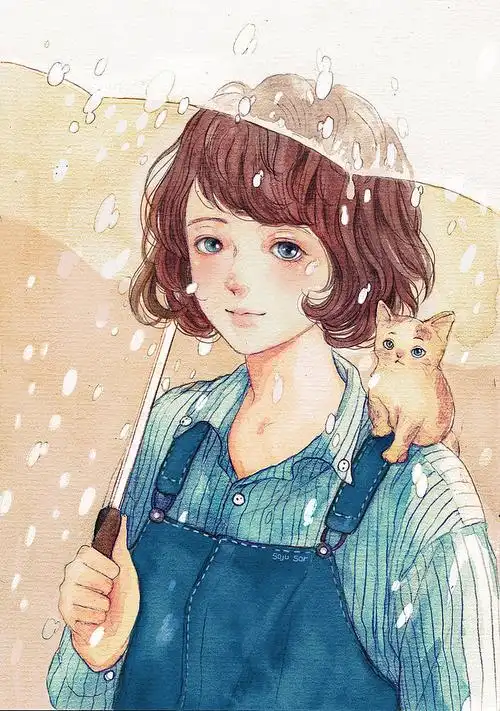 森系插画治愈系小清新唯美水彩美图二次元