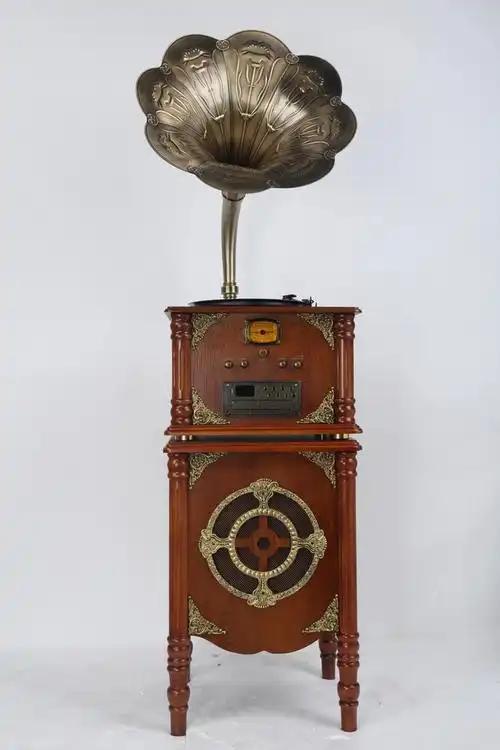 至臻老上海古典留声机仿古电唱机老式低音炮大喇叭lp黑胶唱片机