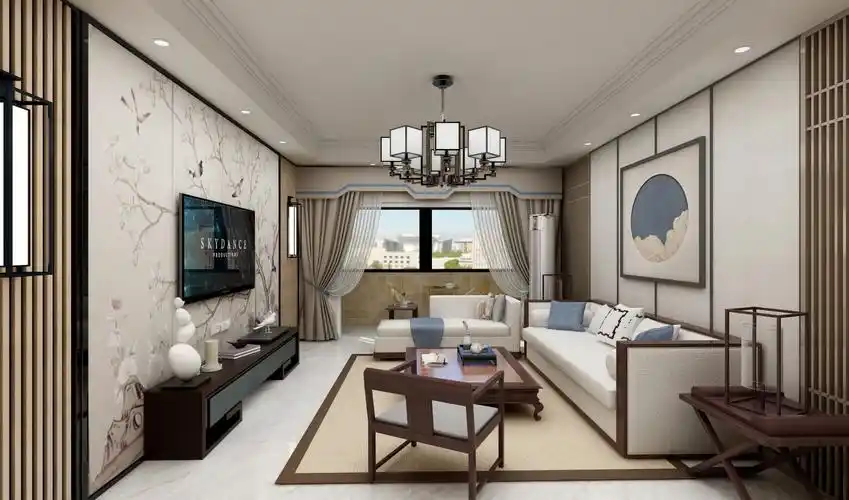 新中式125m2新中式客厅装修效果图-装修设计方案-酷家乐3d云设计