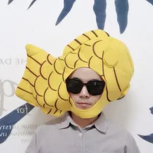胖头鱼稠鲷鱼烧头套抖音沙雕搞怪动物可爱头饰女帽子网红拍照ins