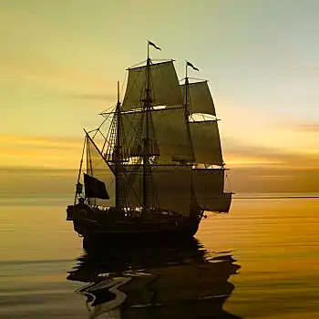 帆船,日出,漂亮,日落,风景