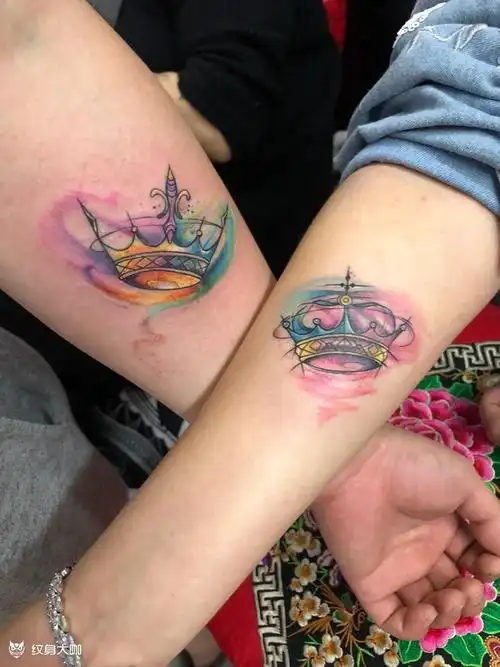 情侣水彩皇冠完成._纹身图案手稿图片_呃 丽丽的纹身作品集