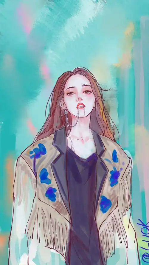 迪丽热巴手绘图源微博陆也行行 - 堆糖,美图壁纸兴趣社区