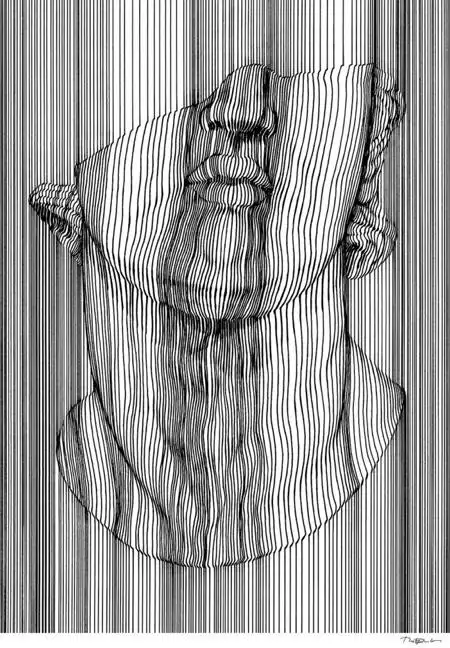 由艺术家nesterformentera绘制的黑白3d线条作品