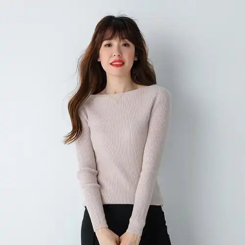 女装秋冬新款纯色套头一字领羊绒衫女100纯羊绒修身百搭毛衣女