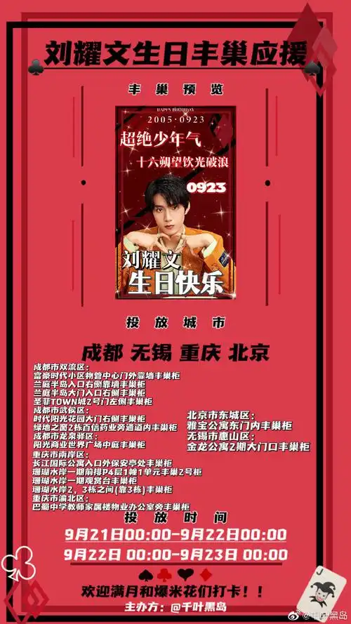 目光磁石#【刘耀文十六岁生日丰巢应援&线上抽奖】39323737