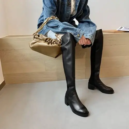 一件代发长筒靴女骑士靴厚底过膝长靴显腿弹力靴高筒靴皮靴马靴