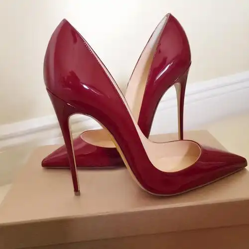 2022新款红色漆皮12cm情趣高跟鞋细跟性感尖头浅口大码女鞋-阿里巴巴