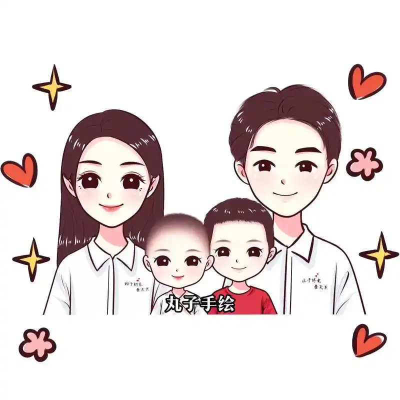 有爱一家四口亲子卡通头像93.世界很大,幸福很小,一家人整整 - 抖音