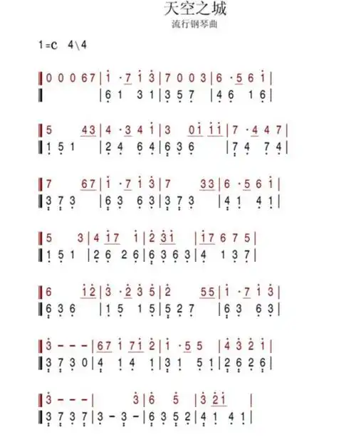 演员简谱单手_单手钢琴简谱