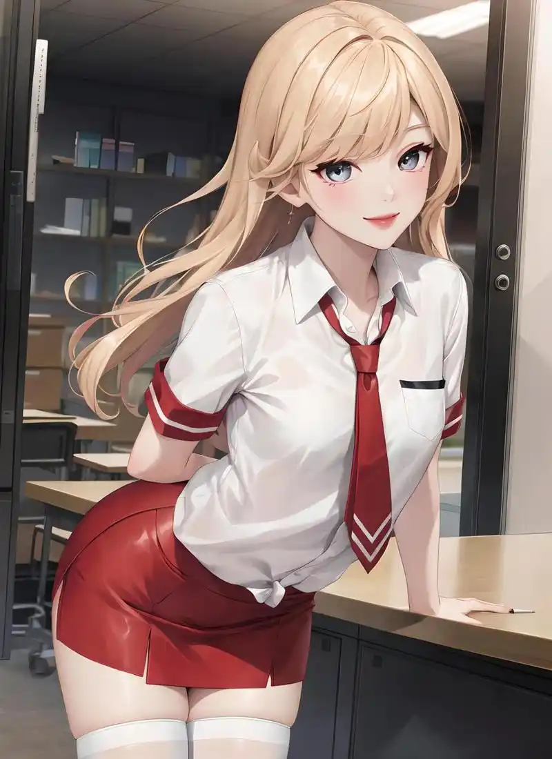 动漫壁纸--白衬衫金发小姐姐 她身穿一件洁白的衬衫,简约而靓丽.