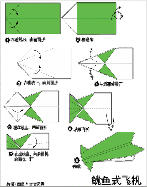 鱿鱼式飞机的折纸 步骤图解