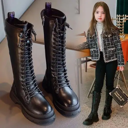 女童靴子2020秋冬季新款皮靴儿童时装靴女孩靴长靴潮中大童视频