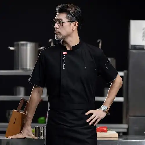 2024新款餐饮酒店厨师工作服男短袖夏季饭店食堂厨房衣服夏装