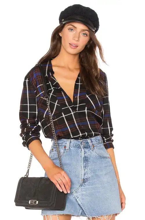 denise 后身撞色衬衫