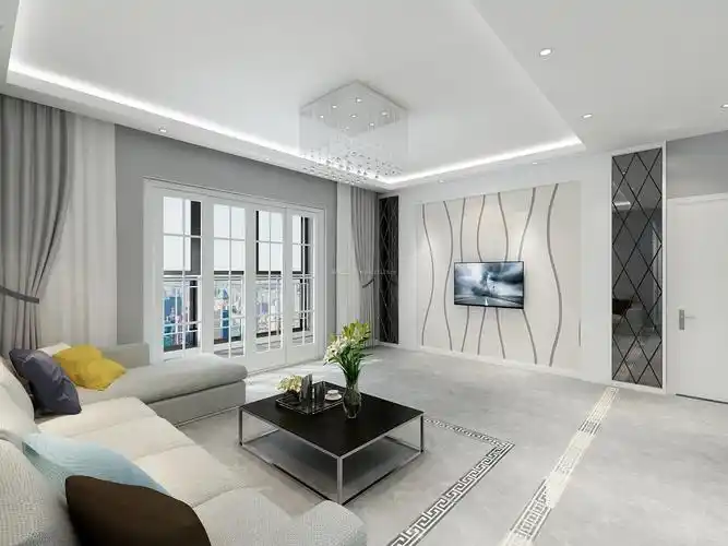 2018淡雅现代简约客厅水晶吊灯装修效果图片