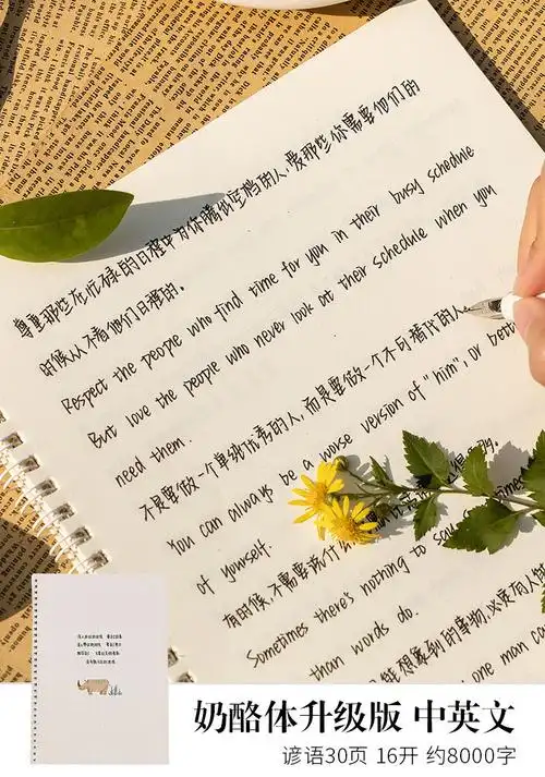 中英奶酪体字帖女生小清新手写楷书初高中生英语练字贴情书翩翩体