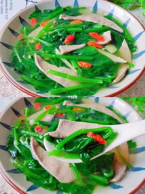 分享一道简单的家常菜菠菜猪肝汤