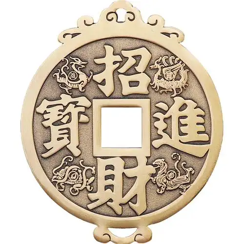 纯黄铜钱招财进宝摆件道家2022虎年新年装饰品挂件摆件