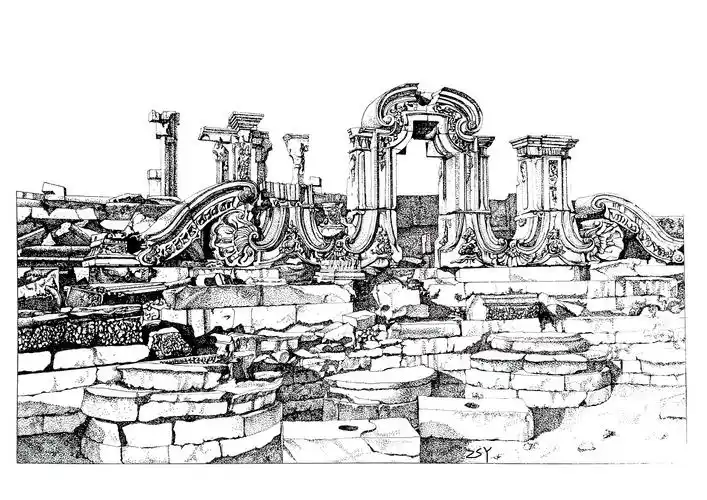 建筑速写遇见圆明园