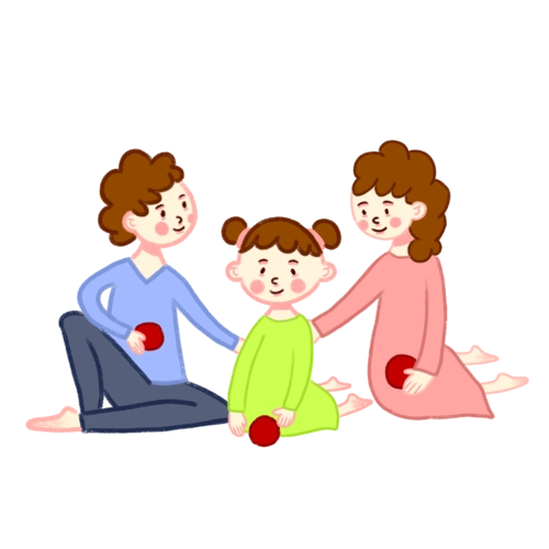 手绘矢量免抠卡通可爱一家三口秋游