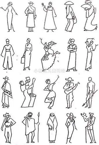 骨线法简笔画人物