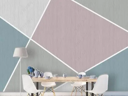 现代简约几何色块拼接电视沙发背景墙壁画壁纸