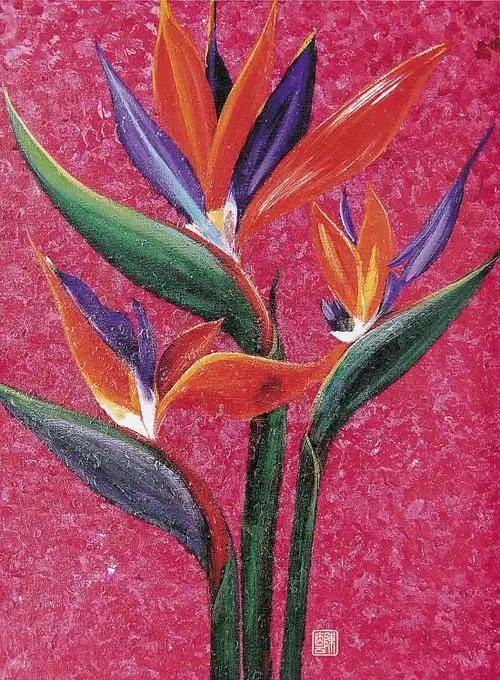 陈庆云 天堂鸟 46×61cm 胶彩画