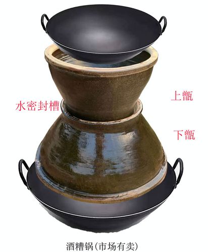 农村传统土古法陶瓷酿酒设备家用瓦缸天锅酒甑冷却缸蒸酒器莲花型