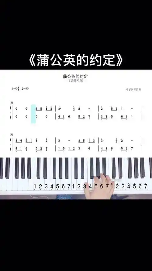 一起长大的约定…… 蒲公英的约定 简谱 钢琴 钢琴教学 学钢琴