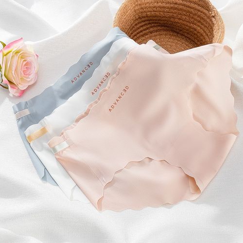 外贸日系提臀冰丝女士内裤无痕中腰裸感三角裤薄款内裤女生夏季