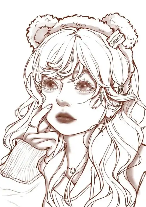头像线稿画一个可爱的女生