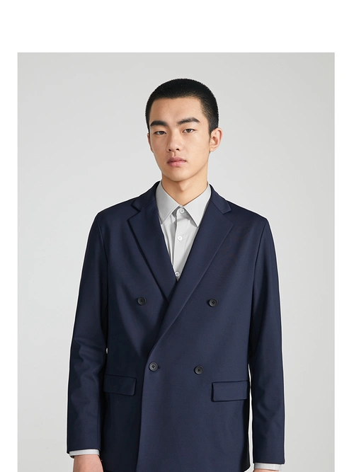 selected思莱德纯色双排扣商务西装外套男sig421472002草绿色190108a