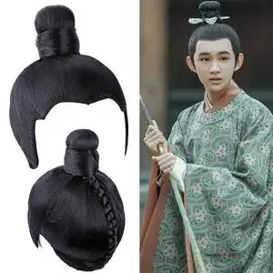 古装汉服儿童假发一体式全头套古风影视男发型宋制短直发-824黑