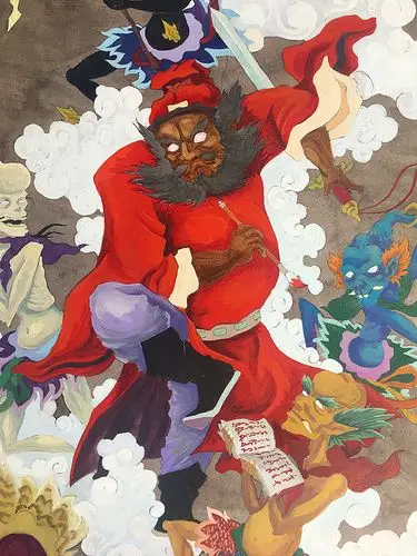 手绘五鬼闹钟馗