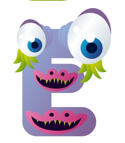 卡通动物形象英文字母e图片