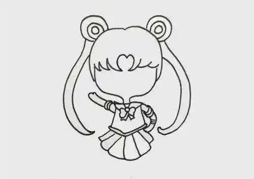 公主美少女战士简笔画教程步骤 q版彩色美少女战士简笔画怎么画