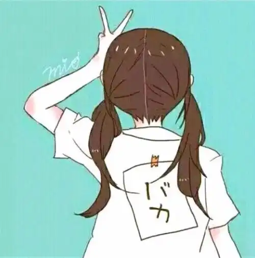 一个动漫图片女生背对着比了个耶的另一半