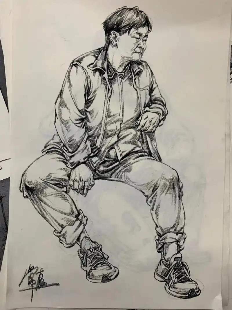 速写照片单人坐姿站姿写生#艺考 #艺术 #联考 - 抖音