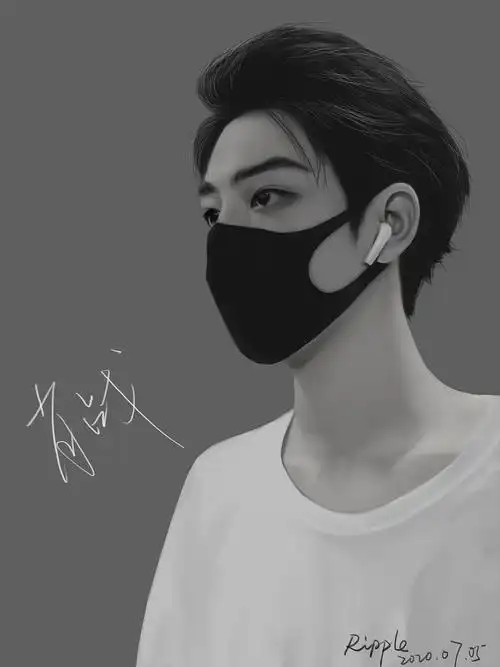 第一次画肖战,非常喜欢这个大背头造型,希望肖战以后的工作生活都顺顺