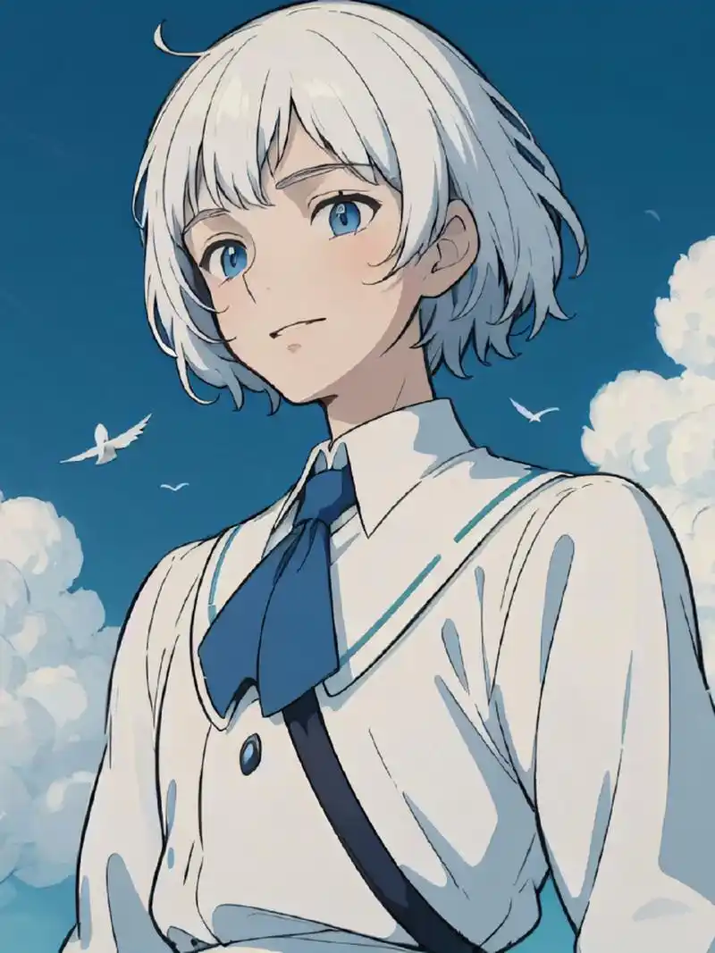 勇敢自由的吉卜力白发少年 #插画#