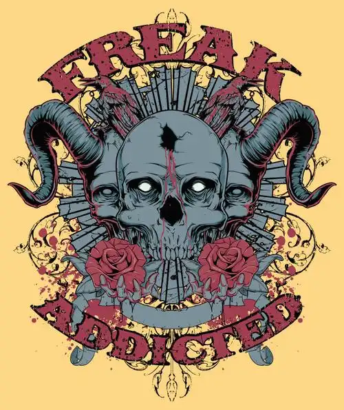 创意矢量抽象恶魔元素的图案设计